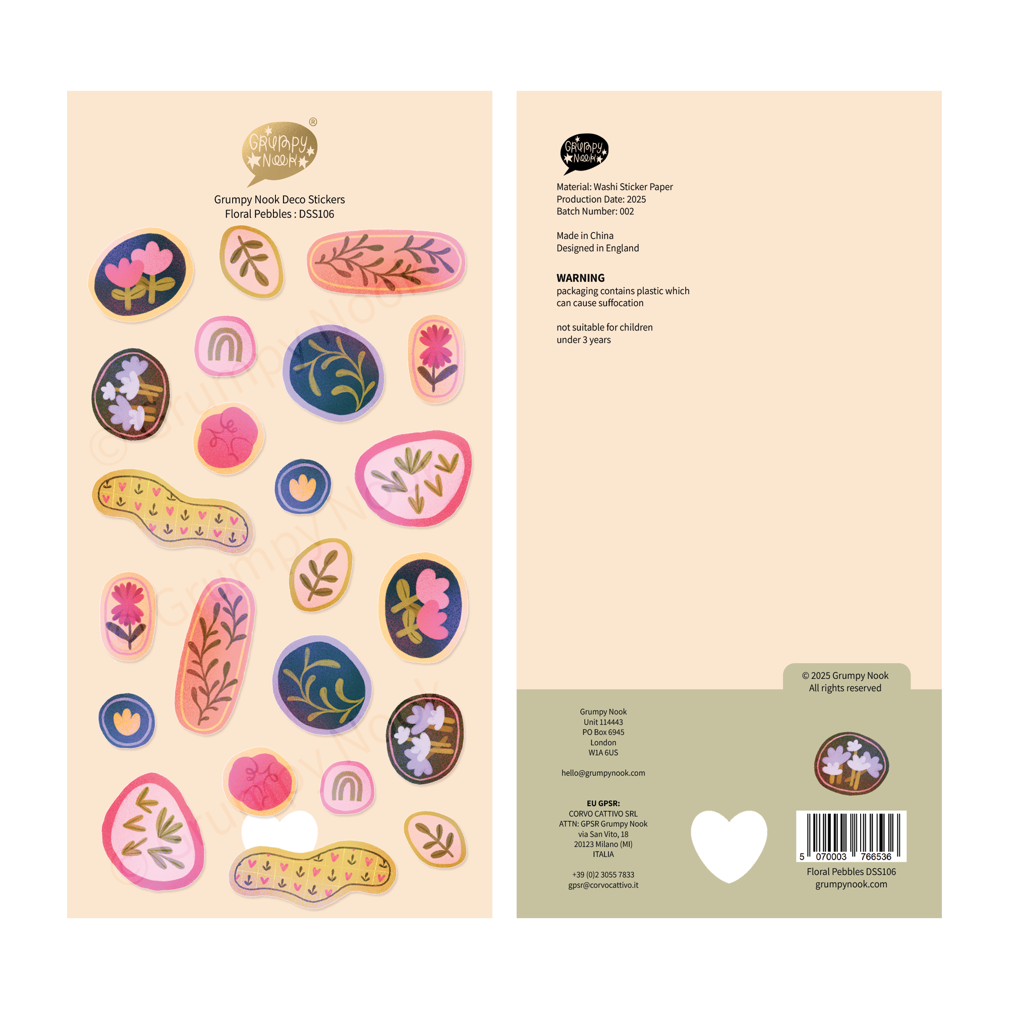 Floral Pebbles Deco Sticker Sheet
