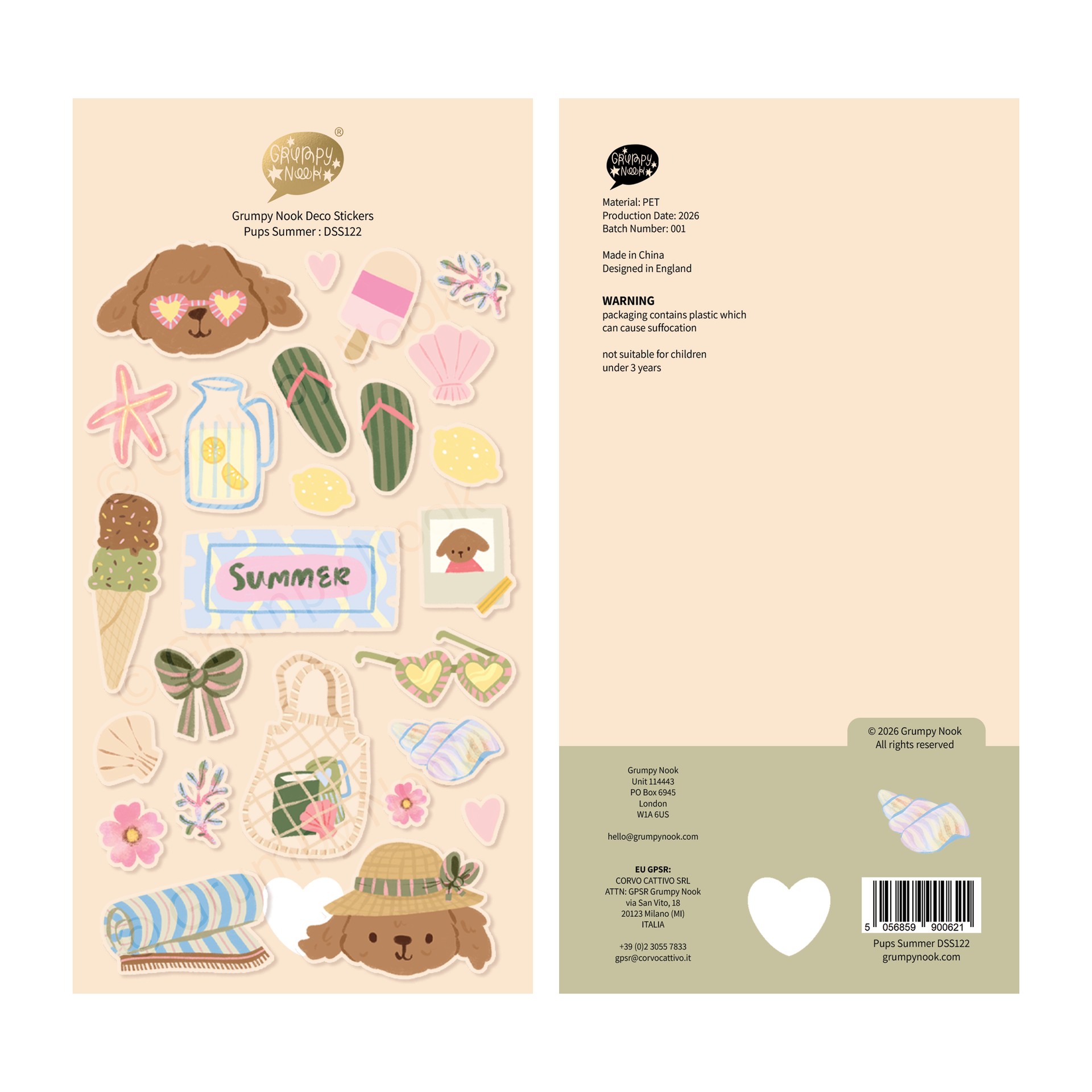 Pups Summer Deco Sticker Sheet