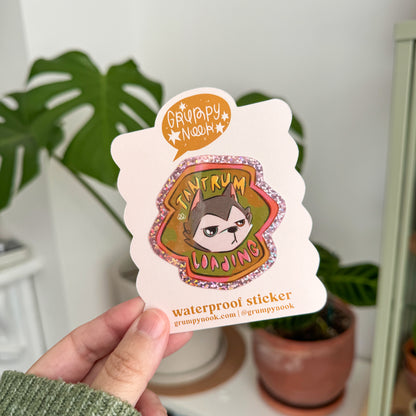 Huskie Tantrum Loading GLITTER Waterproof Sticker