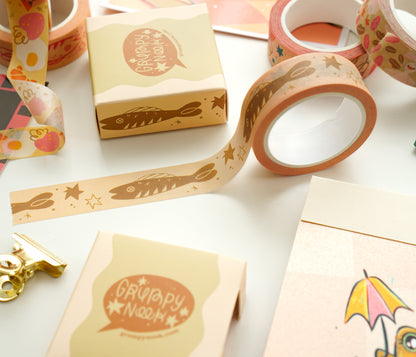 Khaki-Brown Fish Washi Tape