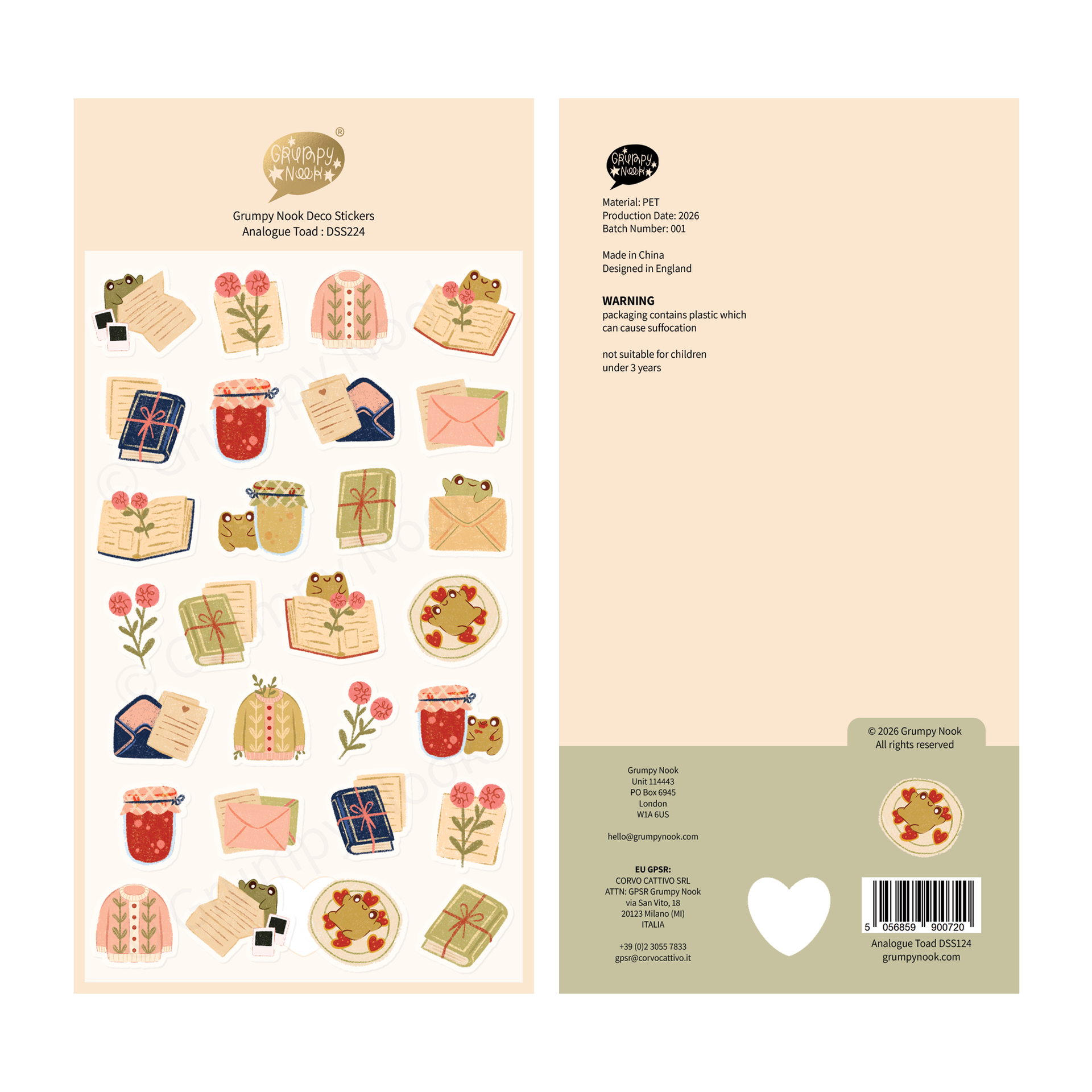 Analogue Toad Deco Sticker Sheet