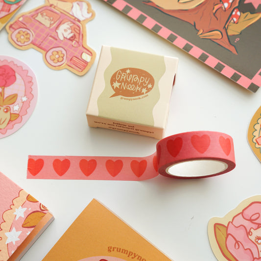 Washi Tape: Pink Red Hearts