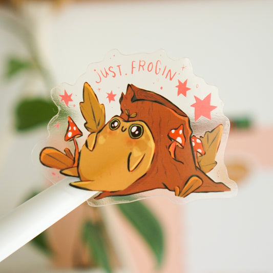 Just Frogin' TRANSPARENT Waterproof Sticker