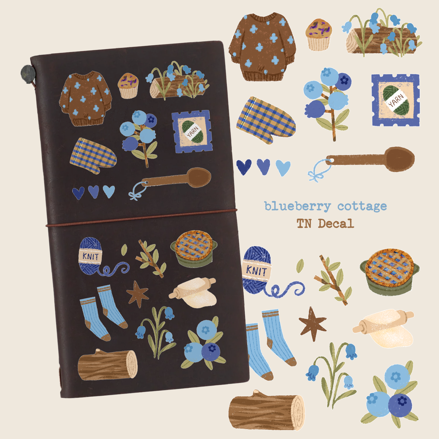 Blueberry Cottage Travelers Notebook Permanent Decal
