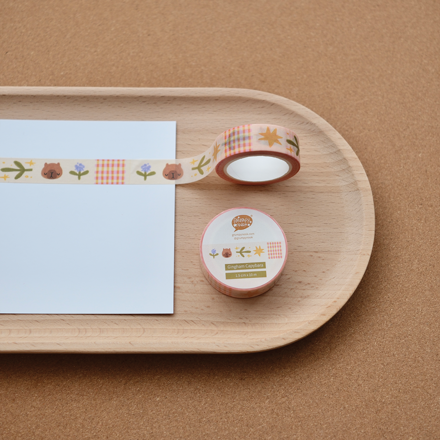 Gingham Capybara Washi Tape