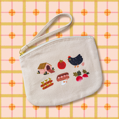 Chickens' Farm Zip Pouch - Small / Medium