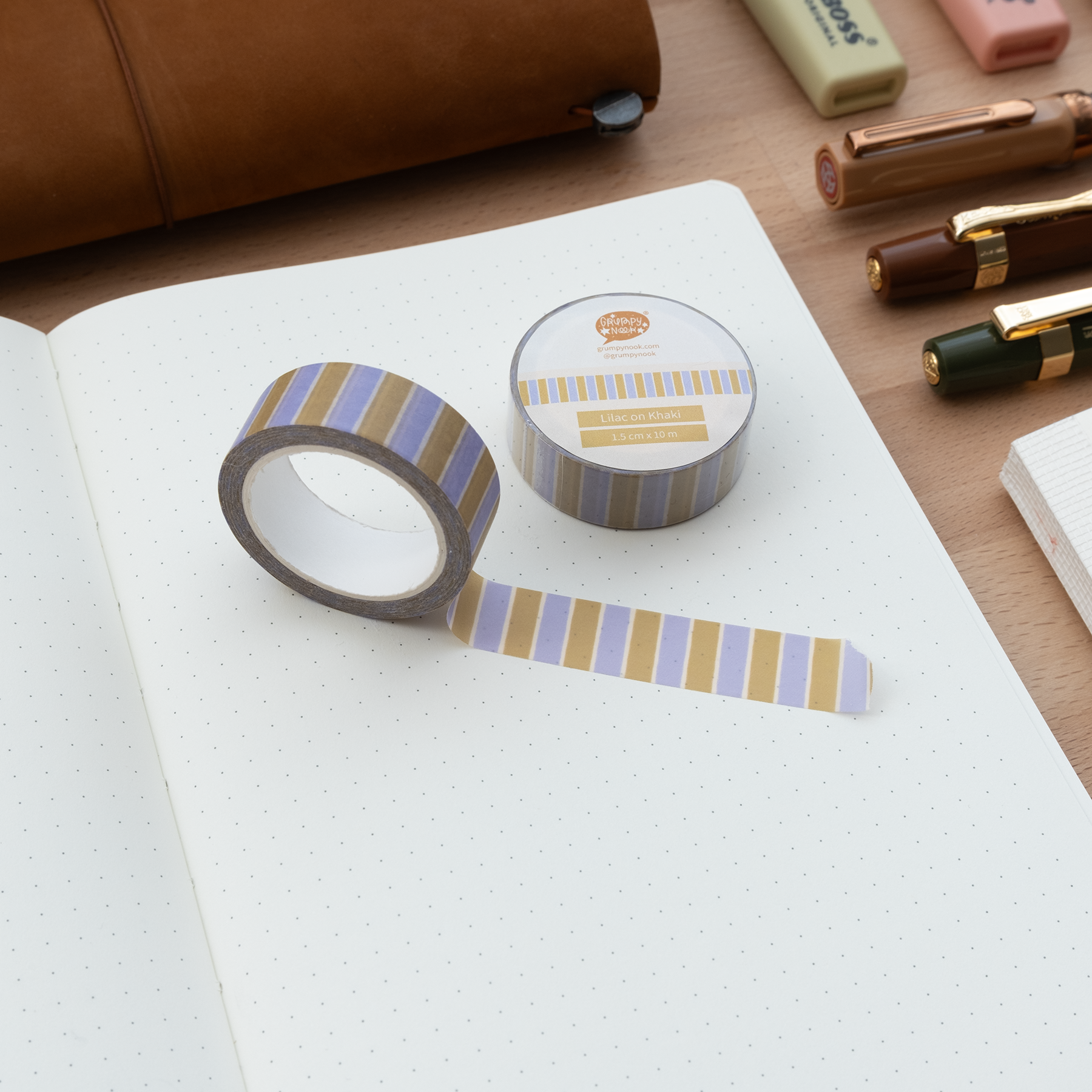 Lilac on Khaki Washi Tape