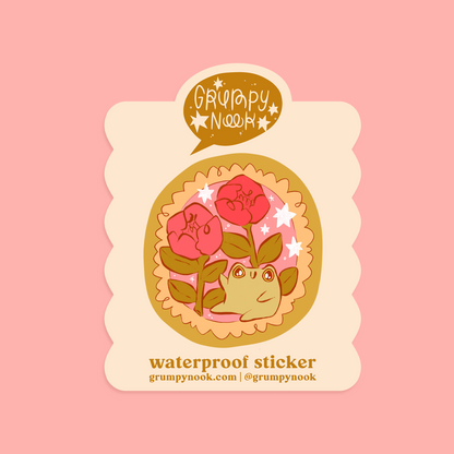 Peonies Frog SMOOTH MATTE Waterproof Sticker