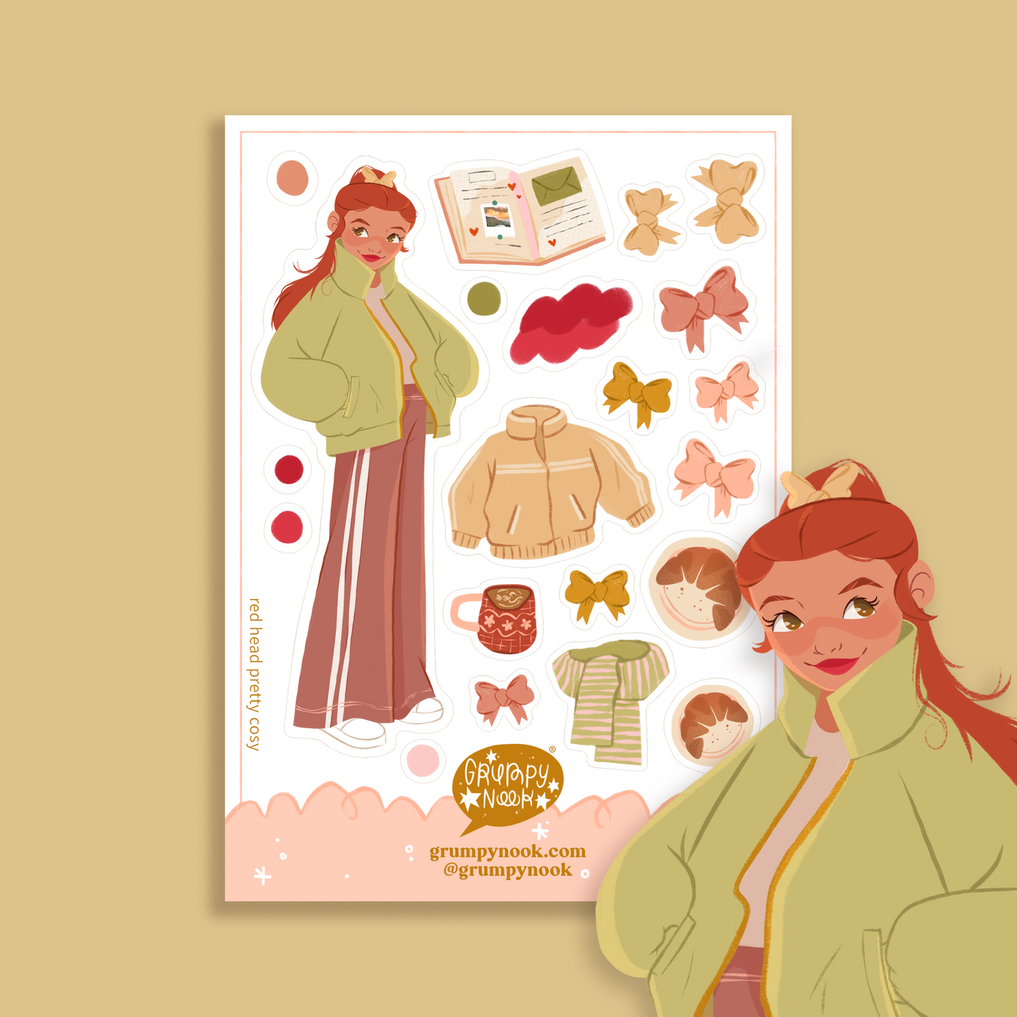 Red Head Pretty Cosy Sticker Sheet