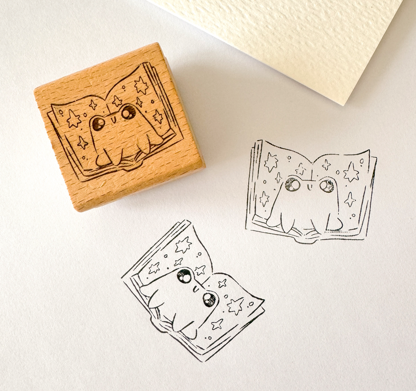 Frog Book Rubber Stamp