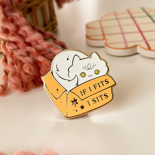 Enamel Pin: If I fits, I Sits! White