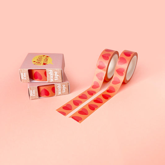 Washi Tape: Orange Pink Hearts
