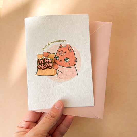 TEXTURED GREETING CARD with Enamel Pin: It's Okay